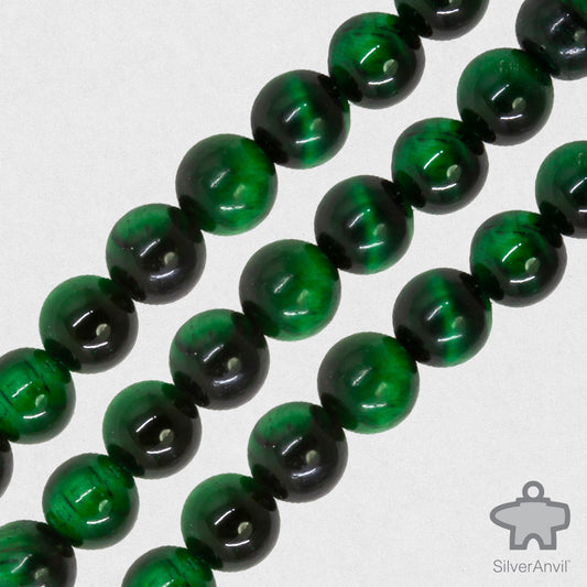 Green Dyed Tiger Eye Beads - 6mm