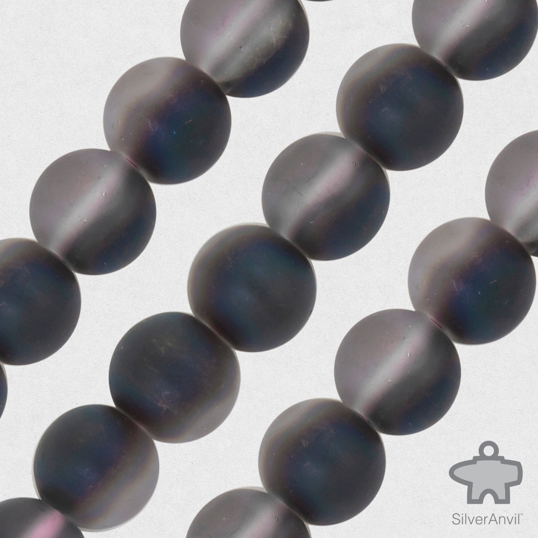 Black Frosted Quartz Beads - 8mm