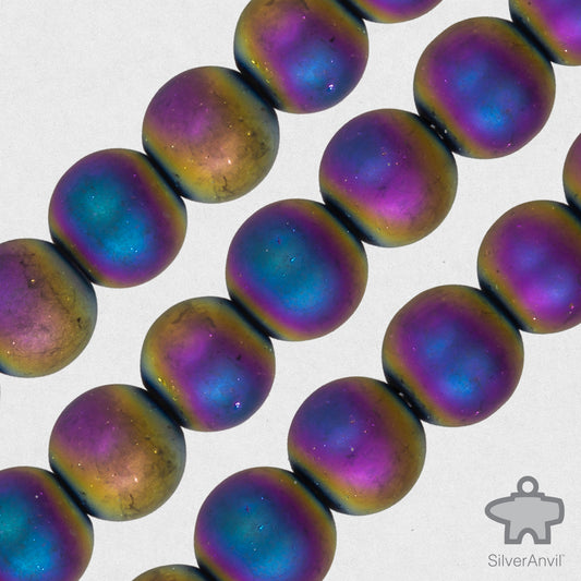 Rainbow Colored Aurora Glass Beads - 8mm