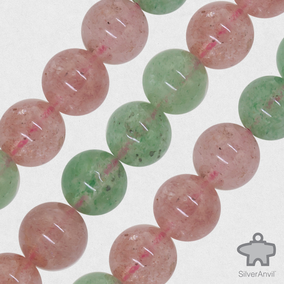 Pink and Green Quartz Beads - 8mm