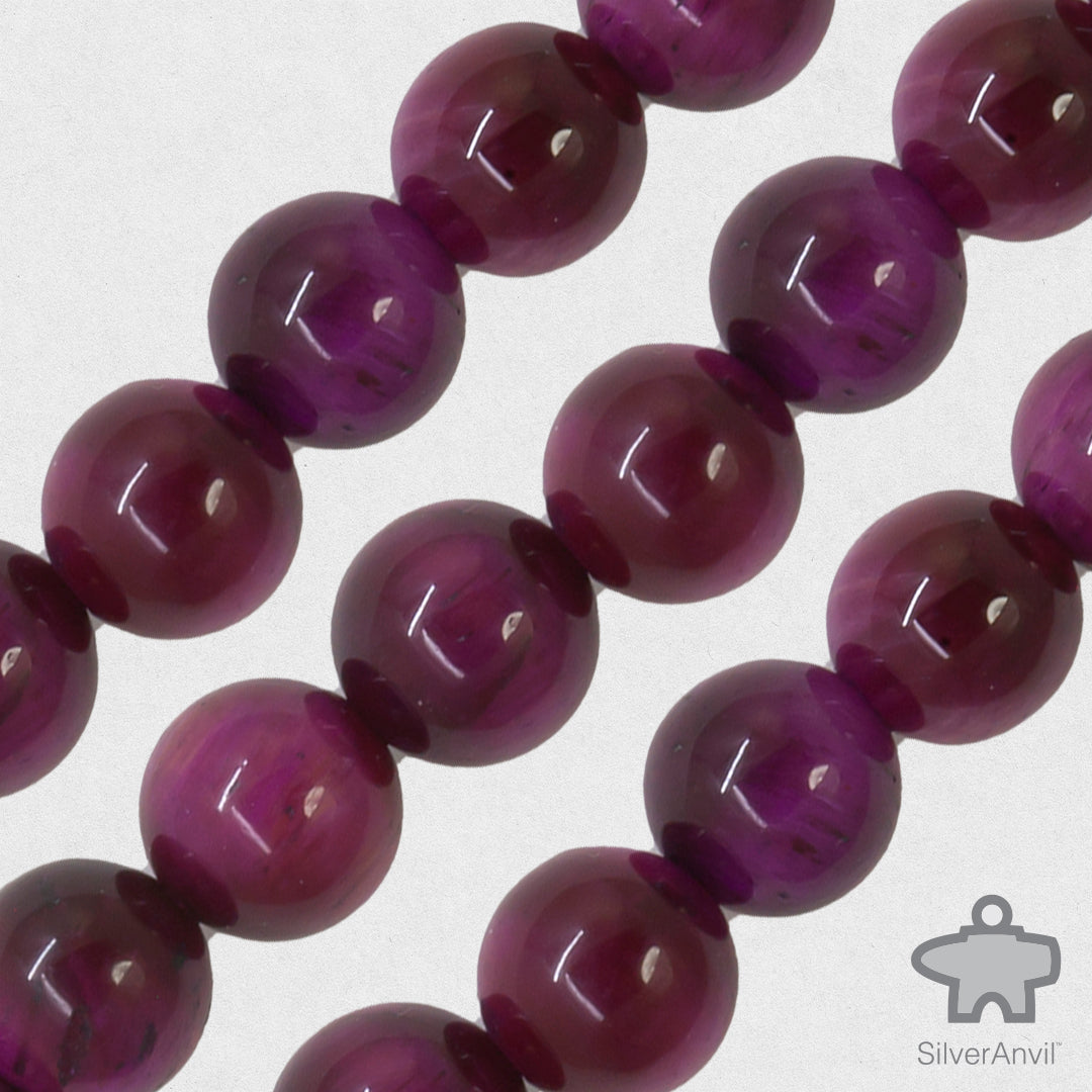 Fuchsia Pink Dyed Tiger Eye Beads - 8mm