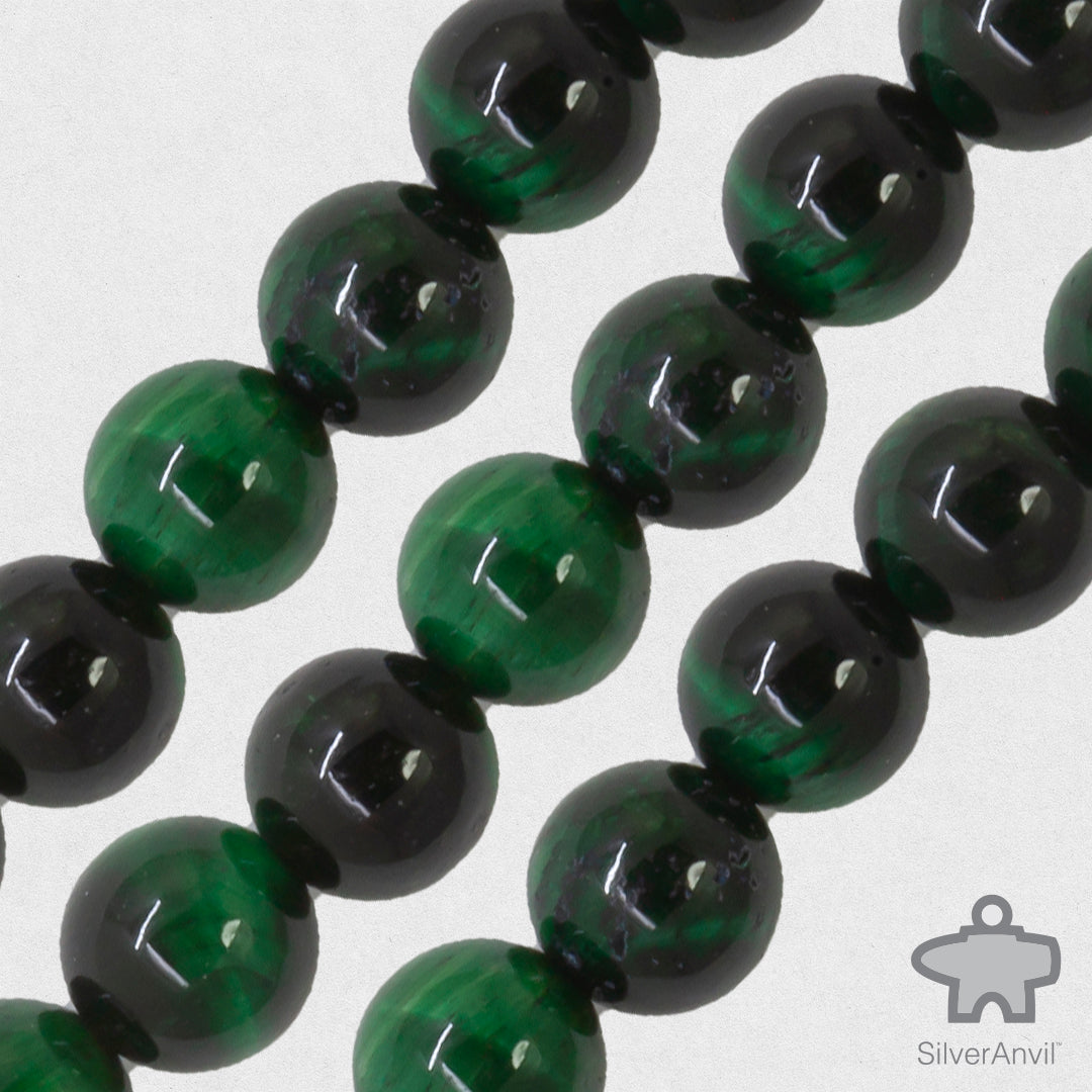 Green Dyed Tiger Eye Beads - 8mm