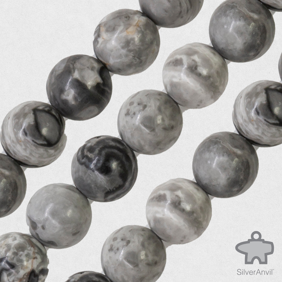 Grey Agate Beads - 8mm