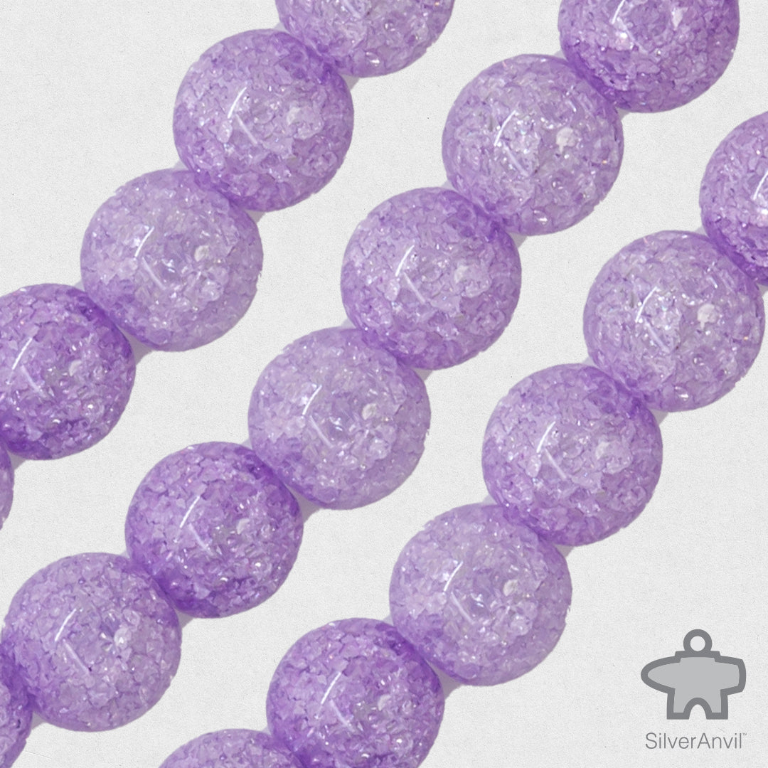 Quench Purple Crackle Glass Beads - 8mm
