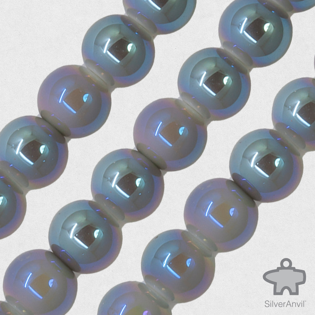 Grey Aurora Glass Beads - 8mm