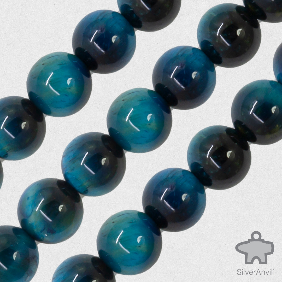 Blue Catseye Beads - 8mm