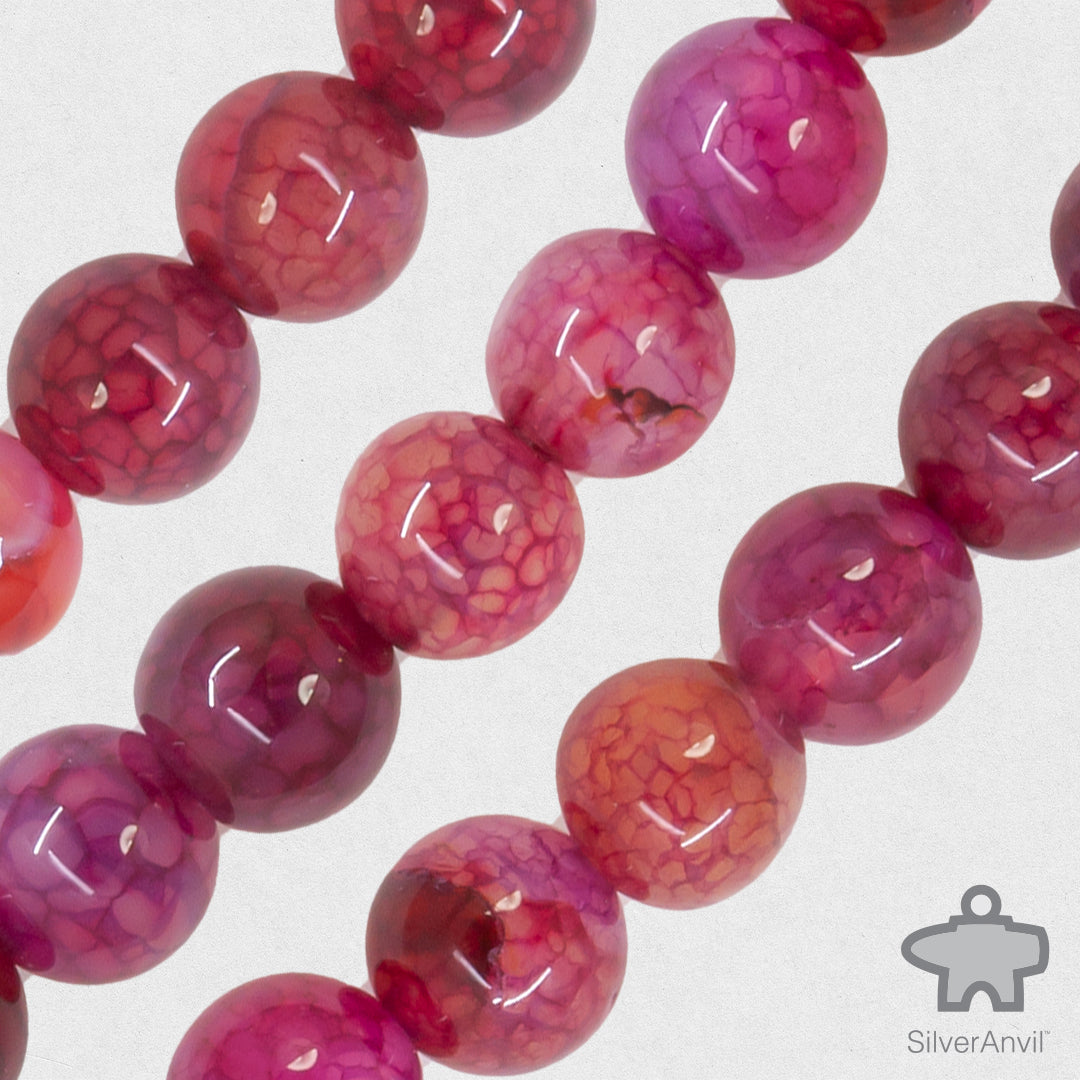 Ruby Colored Crackle Quartz  Beads - 8mm