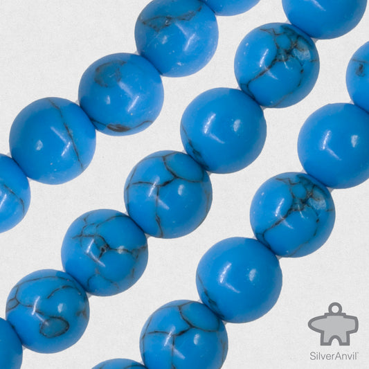 Blue Cultured Turquoise Beads - 8mm