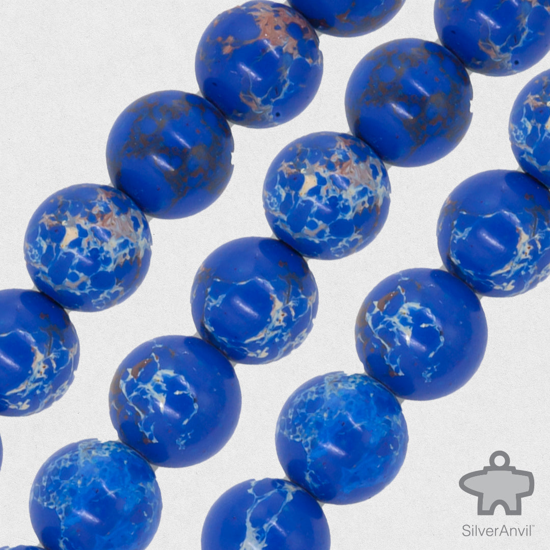Blue Dyed Mookaite Beads - 8mm